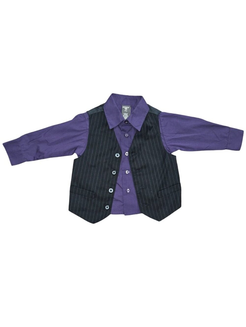 Dockers Boy's 3 Piece Formal Pinstripe Vest, Tie, & Dress Shirt Set 2T/2 Wedding